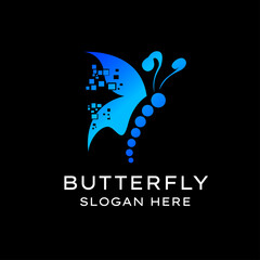 Blue abstract butterfly logo icon.