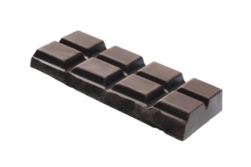 Piece of delicious dark chocolate isolated on white