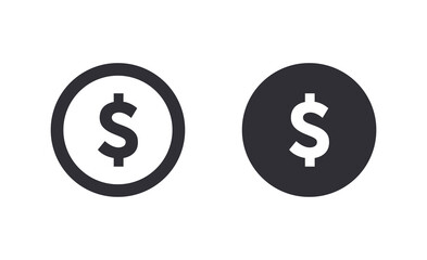 Coin icon. Dollar sign. Dollar symbol. Dollar coin. Bank payment symbol. Finance symbol. Currency symbol. American currency. Money symbol. American dollar. Cash icon. Currency exchange.