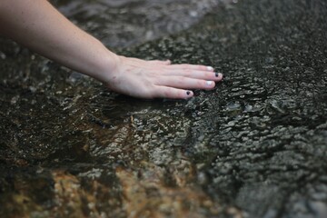 hands in water