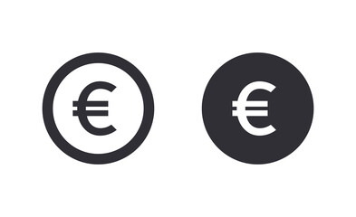 Coin icon. Euro coin. Vector money symbol. Bank payment symbol. Euro sign. Finance symbol. Currency symbol. Euro currency. Cash icon. Euro cent. Currency exchange.