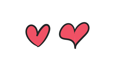 Hand drawn hearts, love icon symbols. Heart doodles. Hand drawn valentine's day design.