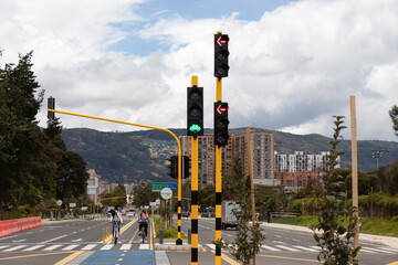 A bike traffic lights of bike path knowed as 