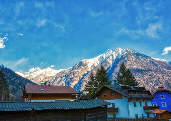 Fototapeta premium Landscape shot of the Alps between St. Johann and Sand in Taufers in Tirol, Italy