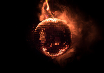 Colorful disco mirror ball lights night club background. Party lights disco ball. Selective focus