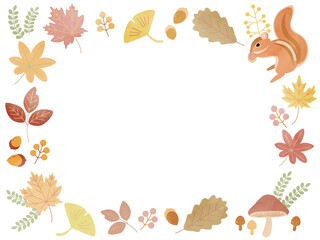 秋の森のリスのフレーム © chaaaim