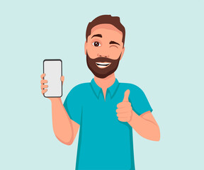Satisfied man with phone
