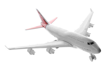 Fototapeta na wymiar Toy airplane isolated on white. Travel concept