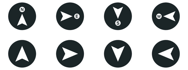 north, south, east, west direction compass icon