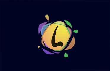 colorful L alphabet letter logo icon template. Colored broken splash design for business and company