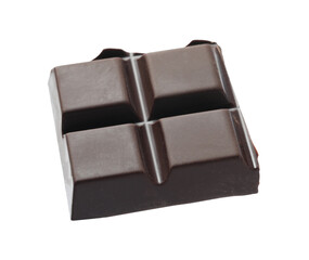 Piece of delicious dark chocolate isolated on white