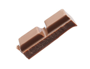 Piece of delicious milk chocolate isolated on white