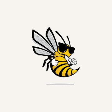 Bee Mascot Logo Design Vector