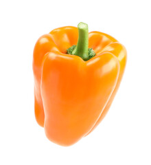 Ripe orange bell pepper isolated on white