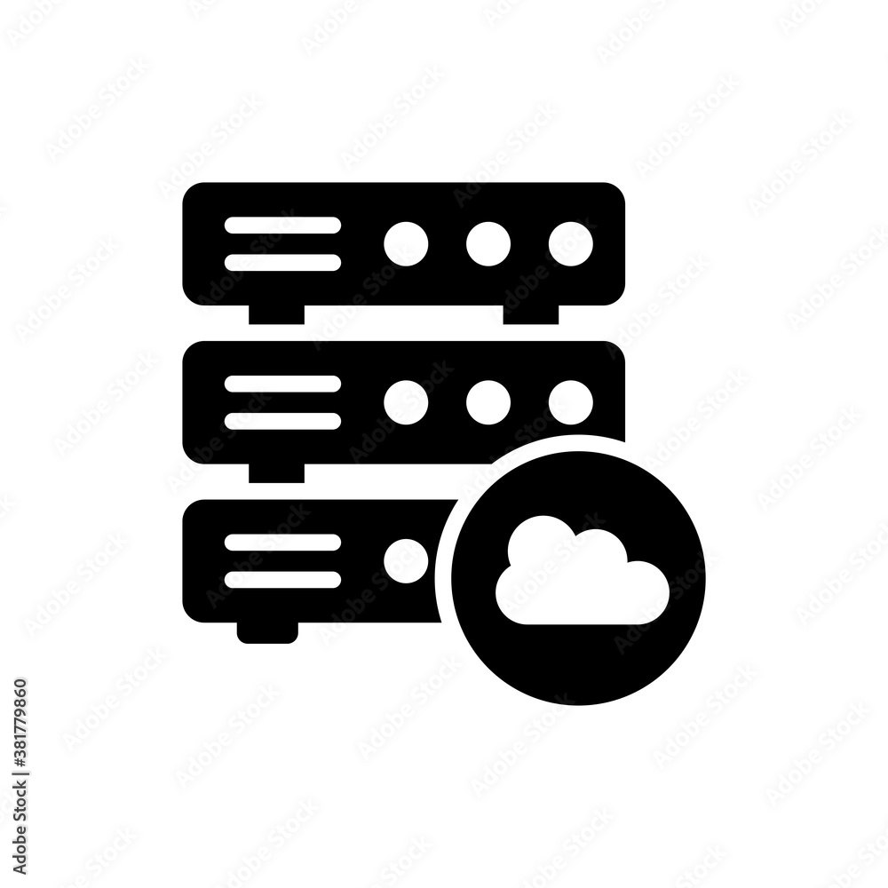 Poster cloud database solid icon style illustration.