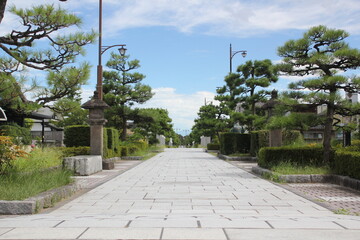 日本の石畳の歩道のレトロな風景