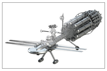 3D design of a spaceship.