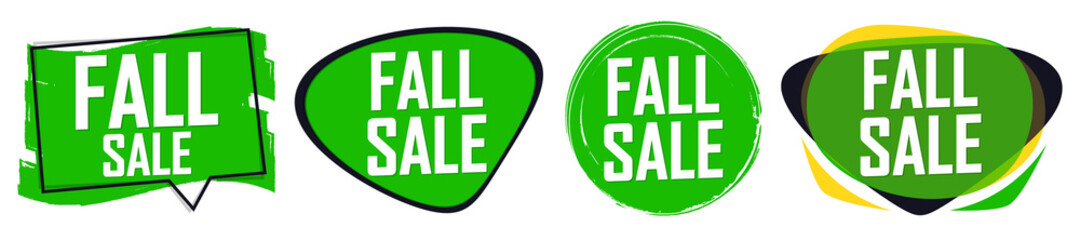 Set Fall Sale banners, Autumn discount tags design template, vector illustration