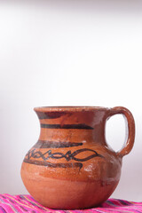 Clay jar with white background