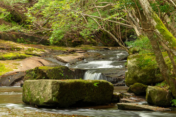 Water flow in Ruri valley in Sonobe, Nantan city, Kyoto, Japan in summer