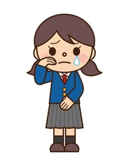 泣く 学生 女性