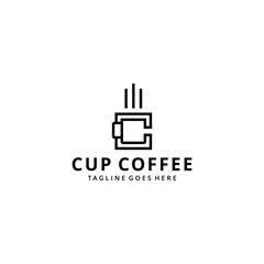 Illustration modern coffee cup drink with C sign logo design template