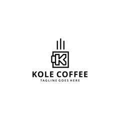 Illustration modern coffee cup drink with K sign logo design template