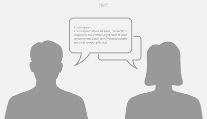 People talking with bubble sign area for copy space. Human thinking with empty chat and idea bubble. Vector.