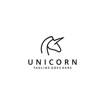 Illustration Unicorn horse logo template silhouette icon design template