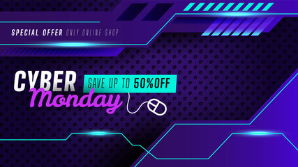 Realistic cyber monday background in futuristic style
