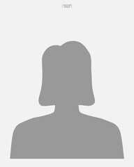 Woman icon for picture profile. Female icon. Human or people sign and symbol for template design. Vector.