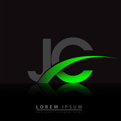 initial letter JC logotype company name colored green and black swoosh design. vector logo for business and company identity.