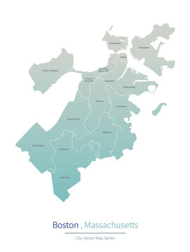 Boston Map of massachusetts. a major city in the United States.