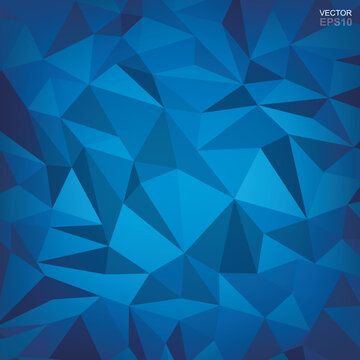 Blue abstract rumpled triangular surface for background. Vector.