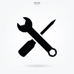 Craftsman tool icon. Wrench and screwdriver sign and symbol. Vector.