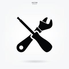 Craftsman tool icon. Wrench and screwdriver sign and symbol. Vector.
