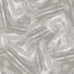 Seamless gray french woven linen wave stripe background. Ecru flax hemp fiber natural pattern. Organic yarn close up weave fabric material. Ecru greige neutral striped wavy line textile cloth. - 381793482