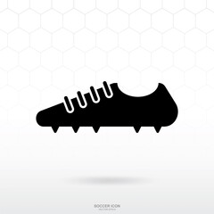 Football shoe or soccer boot icon. Soccer sport sign and symbol for template design. Vector.