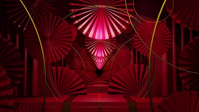 Modern Paper Fan On Wall is motion footage for festival films and cinematic in celebrate scene. Also good background for scene and titles, logos.