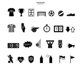 Soccer football icon set. Abstract sport sign and symbol. Vector.
