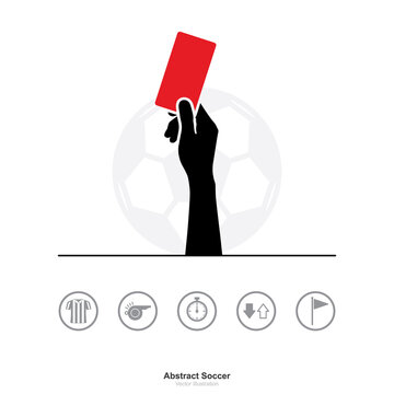 Hand showing red card icon on white background. Abstract sign and symbol for soccer sport. Vector.