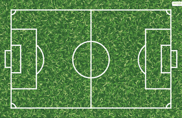 Naklejka premium Football field or soccer field background. Green grass court for create soccer game. Vector.