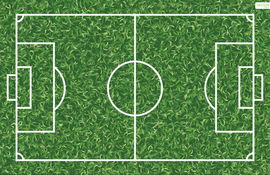 Football field or soccer field background. Green grass court for create soccer game. Vector.