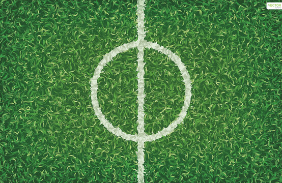 Soccer football field pattern and texture for background with center line. Vector.