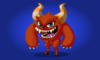 Hoofed and Horned Beastie Monster Vector Illustration