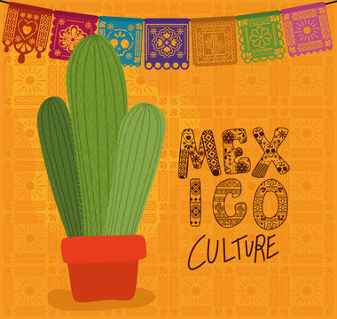 Mexico culture with cactus vector design