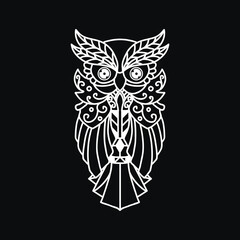 Black and white cut file outline owl pack