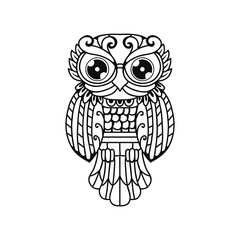 Black and white cut file outline owl pack