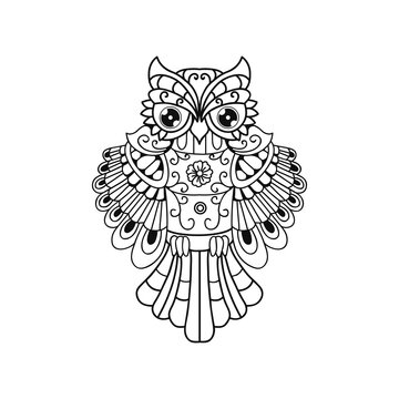 Black and white cut file outline owl pack
