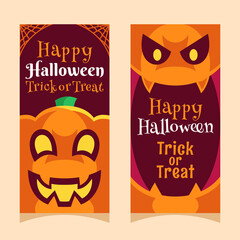 pumpkin halloween banner flat design template